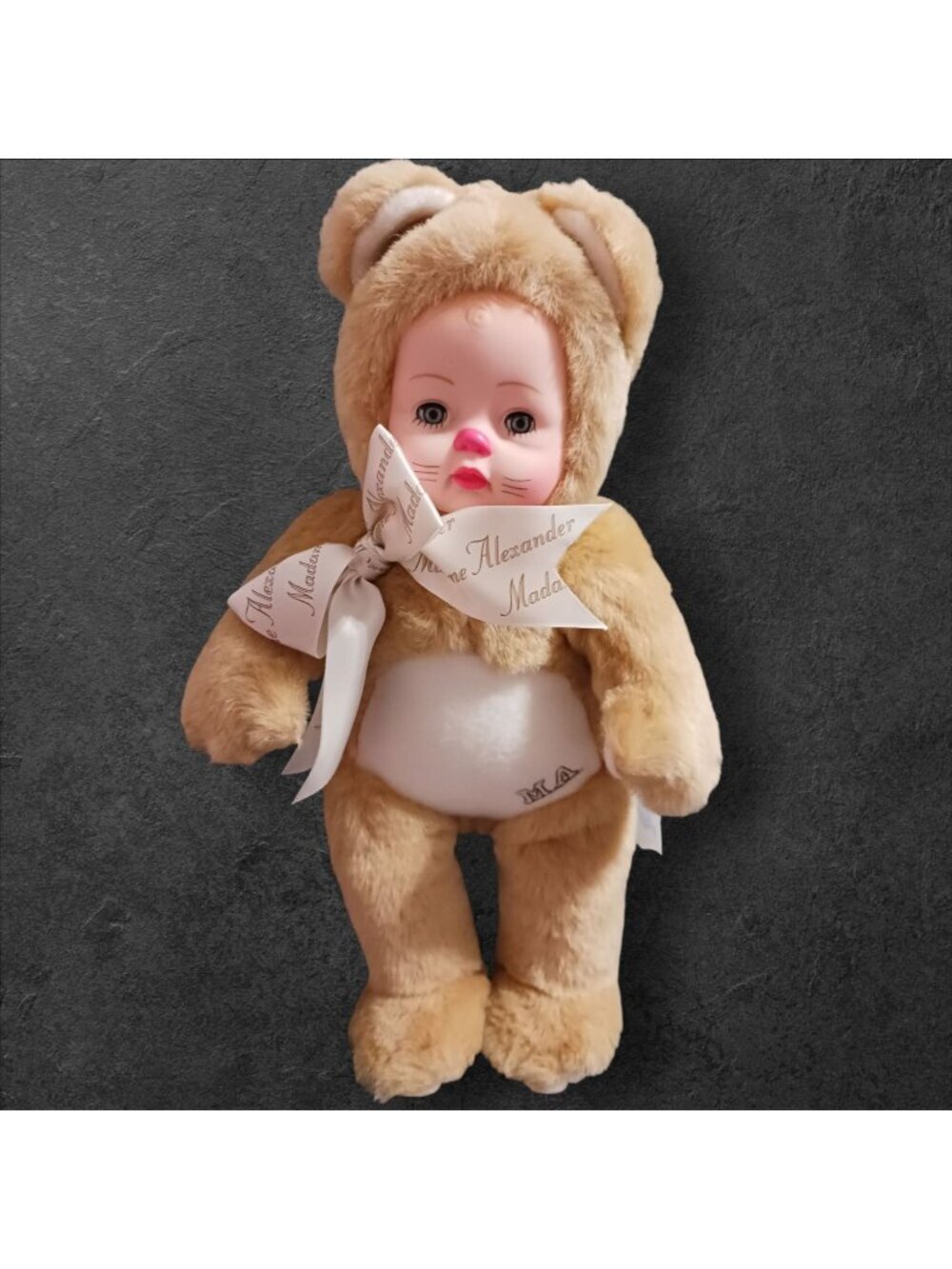 Madame Alexander Plush Bear Doll With Embroidered Details & Ribbon Bow "13"